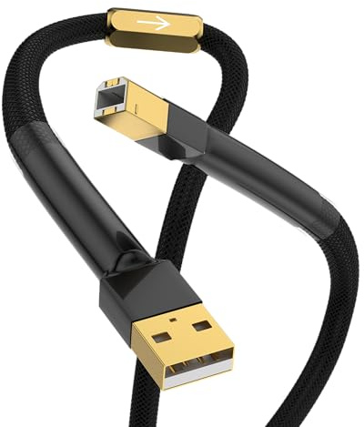 Viborg HiFi USB 2.0 Cable Type A to Type B (Male - Male) 6.6FT/2M Printer Scanner Data Sync Cable Digital Audio Cord for DAC