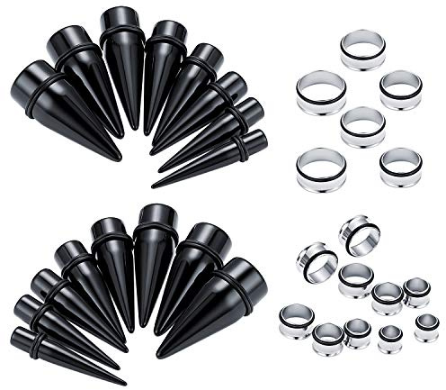 FECTAS 32stk Acryl Ohr Dehnstab Set Edelstahl Ohr Tunnel Plug Expander Ohr Dehnung Piercing Schmuck 6-20mm