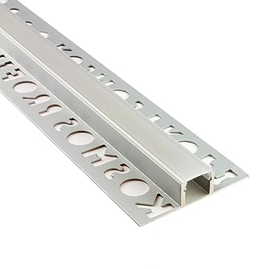 T77 LED Alu Premium Fliesenprofil Bordüre 10mm silber 2m opal