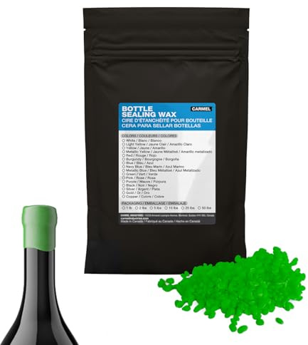 Carmel Flaschen-Siegelwachsperlen, grün (2,3 kg), schnell schmelzendes und hartfixierendes Wachs, um eine sichere Versiegelung auf abgefüllten Waren für Wein, Ahornsirup und andere abgefüllte