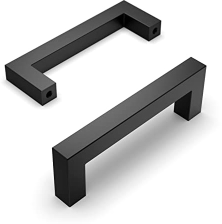 Amerdeco 10 Piezas Tiradores Para Muebles de Cocina y Cajones de Acero Inoxidable 96mm - Manillas para armarios y puerta corredera - Color negro