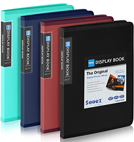 Sooez 30-Pocket Binder with Plastic Sleeves 8.5x11, Heavy Duty Art Portfolio Folder with Clear Sheet Protectors, Display 60 Pages, Presentation Book for Artwork, Document Organizer Binder - 4 Pack