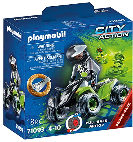 PLAYMOBIL City Action 71093 Carreras - Speed Quad, con Motor de Arrastre, Juguete para niños a Partir de 4 años