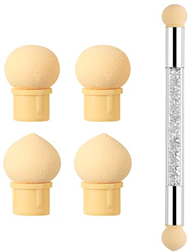 Hanyousheng Babyboomer Pinsel, Doppelter Kopf Ombre Pinsel Babyboomer, Nail Art Schwamm mit 4 Ersatzköpfe, Nail Art Rendering Werkzeuge für UV Gel und Falsche Nägel