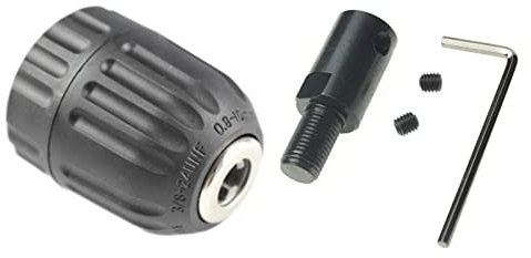 CHANCS Filetage 0,8 mm-10 mm Mandrin de perçage 3/8-24 UNF Tige de connexion filetée Diamètre intérieur 8 mm Excellente force de serrage Foret sans clé Accessoires pour perceuse électrique manuelle