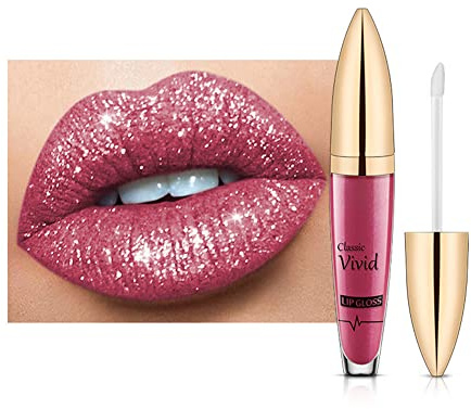 ISAKEN Professional Makeup Lipgloss mit glänzendem Finish, Lipgloss Glitzer 24 Stunden Feuchtigkeit Lippenöl Lippe Gloss Lipliner Long Lasting Moisturizing Lippenstift Kosmetik Make up