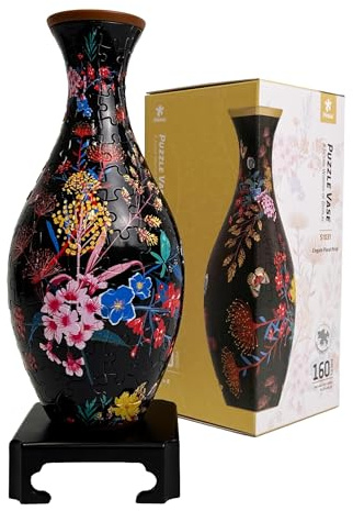 Pintoo 3D Pusselvas – En Unik Blomvas som Du Bygger Själv | 160 Bitar | Perfekt som Gåva eller Inredning [S1031] (Klassisk, Elegant Floral Print)