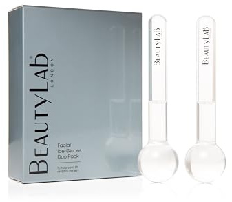 BeautyLab Facial Ice Globe Duo | Cryotherapy Tool for Cooling Face Massage, Puffiness & Dark Circles – Skin Tightening, Lifting and Firming Ice Globes for Face, Eyes & Skin