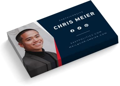Visitenkarten personalisiert | mit Foto | Design Politik | 1-seitig | Querformat | Menge + Papier zur Auswahl | selbst gestalten | hochwertiger Druck (1000 Stück)