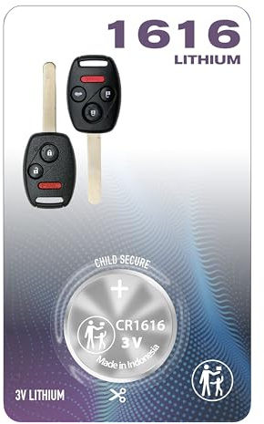 CR1616 1616 Remote Key FOB Battery OEM for 2003-2015 Replacement for Accord Civic CR-V Fit Insight Acura TL TSX ZDX (W. FCC ID’ OUCG8D-380H-A, MLBHLIK-1T, KR55WK49308, N5F-S0084A CWTWB1U545)