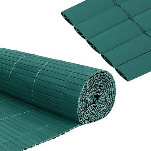 Froadp Recinzione frangivista in polivinilcloruro di bambù, con fascette e lamelle rinforzate a forma di W, resistente ai raggi UV, per giardino, protezione da sguardi indiscreti, 90 x 700 cm (verde)