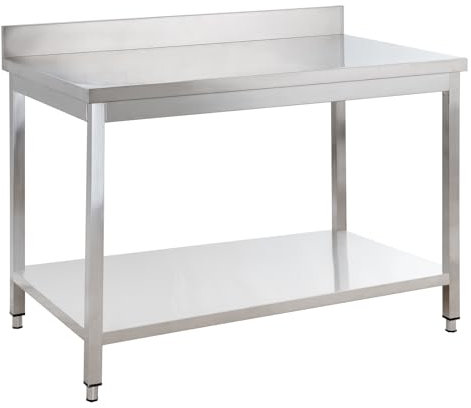 GastroHero Edelstahl Arbeitstisch I Arbeitstisch 100x70 cm mit Grundboden und Aufkantung I Edelstahltisch für Gastronomie I Gasto Tisch AISI 201