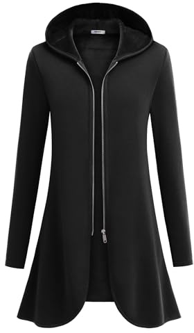 Zeagoo Women's Zip Up Hoodies Oversized Fleece Long Tunic Sweatshirts Casual Long Sleeve 2026 Fall Hoodie Jacket Coat Black