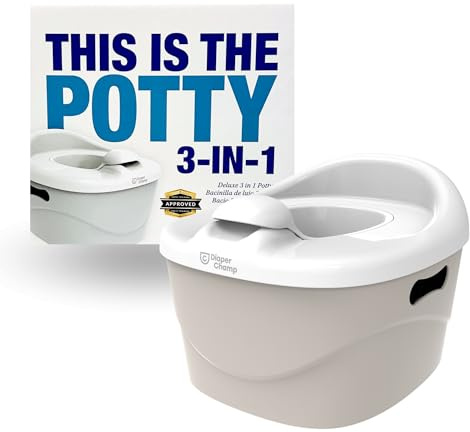 PottyChamp - 3in1 Set - Kinder Töpfchen, WC-Sitz/Toilettensitz & Schemel Tritthocker - Kinder-Töpfchen/Babytopf für Badezimmer Toilette Kindertritt Kloaufsatz Toilettentrainer - beige