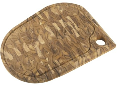 Tramontina FOLIUM Stirnholzbrett mit Saftrille, Schneidebrett, FSC-zertifiziertes Teakholz, besonders nachhaltig, BBQ und Tranchieren, 45 x 33 x 3 cm