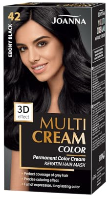 JOANNA Multi Cream Color Ebenholz Schwarz 42 mit Grauabdeckung, Komplettset | Langanhaltende Haarfarbe mit 3D-Tiefeneffekt; deckt graue Haare und den Ansatz zuverlässig ab – als praktisches Komplettset