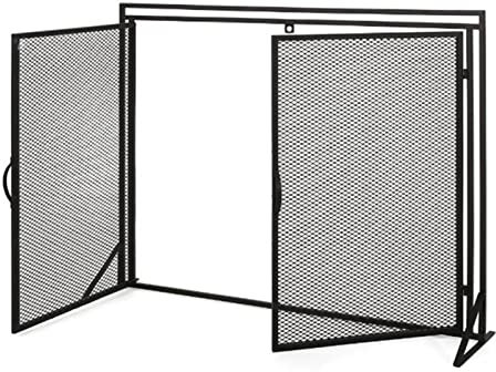 GTPBAO Funkenschutzgitter Breite 100cm Kamin-Funkenschutz mit Magnetischen Türen, Robuste Ofengitter Aus Schmiedeeisen für Die Holzverbrennung, Schwarz