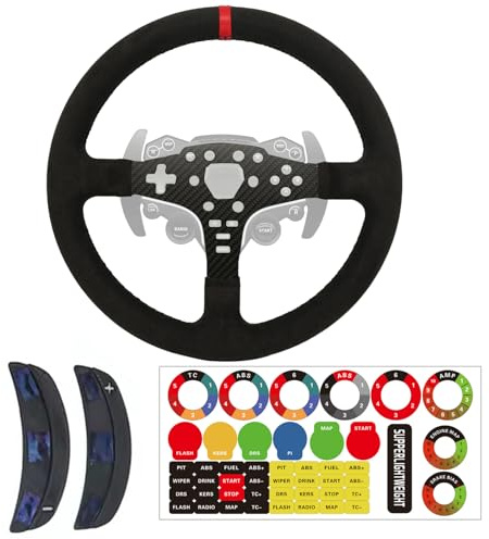 Replace 13 inch lightweight Suede/Leather Steering Wheel Replace Panel For MOZA R5/R3/ES/ESX Bundle Gaming Racing Wheel (With full Suede)