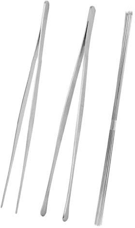 LHOEST Kochpinzette Edelstahl 30 CM 22 Stück Küchenpinzette rund Spitz Grillpinzette Edelstahl Fleischzange Koch Pinzette Küche Lange Grillpinzette mit Grillspieße edelstahl Kochen Zubehör für Kochen