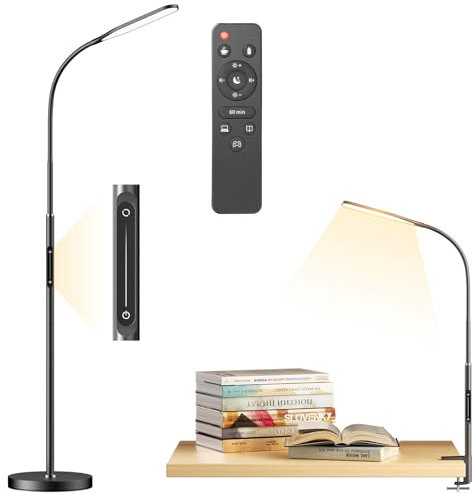 anyts LED Floor Lamp for Living Room Dimmable Reading lamp Floor Standing (3 Uses as Floor Lamp/Clampable Lamp/Desk Lamp)