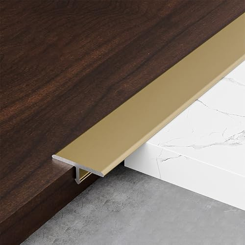 Raouoae Aluminum Transition Profile Set - 3 Pieces 90cm T-Profile Connecting Rail & Laminate Strip For Seamless Floor Transition Of Same Height - Durable Worktop Connector For Home & Office(Gold,Breit