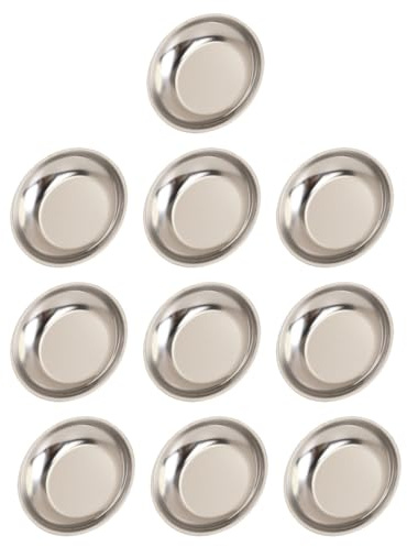 GXGM 10 Stück Edelstahl Platten 6 cm 304 Metall Leichte Stahlplatte Unbreakable Abendessen Geschirr Teller Set Nicht-Toxin Geschirrspüler Safe BPA frei und Gesund