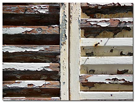 Glücksvilla - Französischer Fensterladen - div. Maße (Acrylglas-Bild 5 mm, 120 x 90 cm) aus DE - Kunstdruck XXL Deko-Wandbild quer - Holz Struktur Wand Tür Muster Fotografie