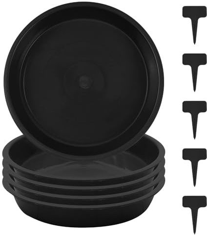 Lot de 5 soucoupes rondes pour pots de fleurs, soucoupes pour jardinières, soucoupes pour jardinières et 5 suspensions de plantes, soucoupes en plastique pour plantes d'intérieur et d'extérieur, (16,9