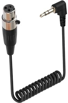 RIIEYOCA Mini XLR 3Pin zu 3.5mm TRS Spiralkabel Kurz, 90 Grad 1/8 Zoll Klinke TRS Stecker zu Mini XLR 3 Pin Buchse Stereo Mikrofon Audiokabel für MP3 Player, Telefone, Laptops (50cm/1.65ft, 3Pin)