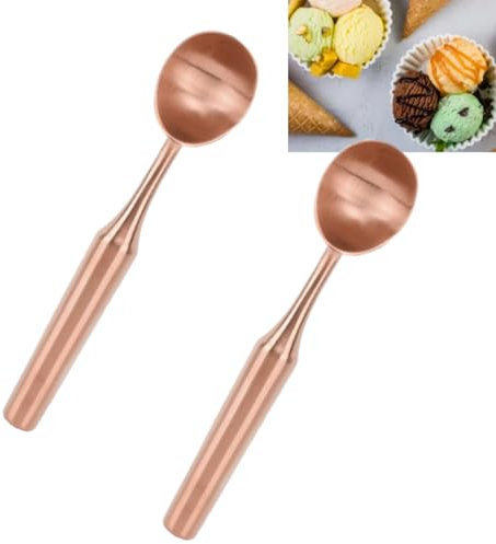Beufee Paletta per Gelato in Acciaio Inossidabile da 2 Pezzi, Paletta per Gelato Resistente, Palette per Pasta per Biscotti per Cottura al Forno, Paletta per scavino di Melone con Manico (Oro Rosa)