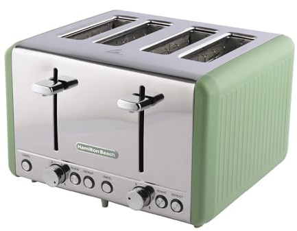 Hamilton Beach Toaster 4 Slice, Harmony, 1850W, 6 Browning Controls, Defrost, Reheat & Cancel Settings, Removable Crumb Tray, High Lift Eject, Matcha - HBT018M