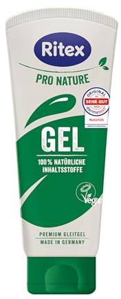Ritex Pro Nature Gel – Gleitgel wasserbasiert natürlich 100 ml, Gleitgel kondomgeeignet mit 100% natürlichen Inhaltsstoffen – vegan, dermatologisch getestet, Made in Germany