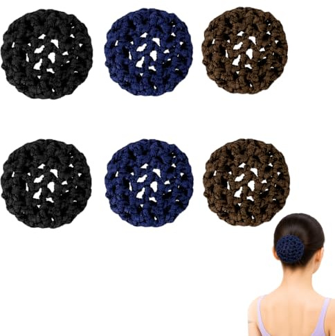 Kryoflare Ballett-Haarknoten, Abdeckung für Mädchen, Haarnetze für Dutt, unsichtbares Strickhaarnetz, elastischer Rand, Haarnetz, Tanz-Haarabdeckung, Skaten, Snoods, 6 Stück