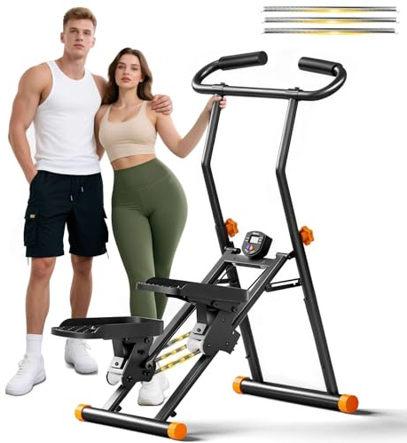 keep sexy Stair Stepper for Home Gym, 350 lbs Capacity Cardio Machine with Adjustable Height, Non-Slip Pedals, LCD Display, Foldable Design for Full Body Workout for Women Men (Adjustable-Black)