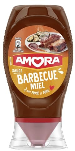AMORA – Sauce Barbecue Douce au Miel, Saveur Gourmande et Onctueuse (Flacon 282g) - Le Lot De 4