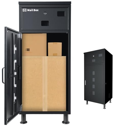 Boite A Colis Exterieur XXL 850x400x400mmantivol, Base réglable, résistant à la Pluie, antirouille, ventilé,Livraison de courrier et de Colis pour Maisons unifamiliales -Gris Anthracite.