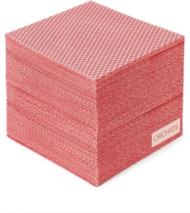 ORCHIDS Disposable Cleaning Cloths Pack of 50 – Blue J Cloths Non Woven Wipes – Multi Purpose Kitchen & Bathroom Cloth 42 x 35cm (Red)