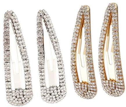 Hohopeti 4 Stück Rhinestone Haarklammern Metall Haarspangen mit Kristallbesatz Große Schnappspangen für Dickes und Dünnes Haar Elegante Haarschmuckclips für Alltag Party und Festliche