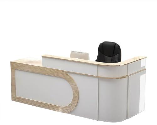 JQslycdmv Comptoir De Réception Moderne, Équipé d'un Tiroir Verrouillable, d'un Plateau pour Clavier Et d'un Meuble De Rangement, pour Bureau, Hall D'entrée, Comptoir De Magasin(C,Left,140X60X100CM)