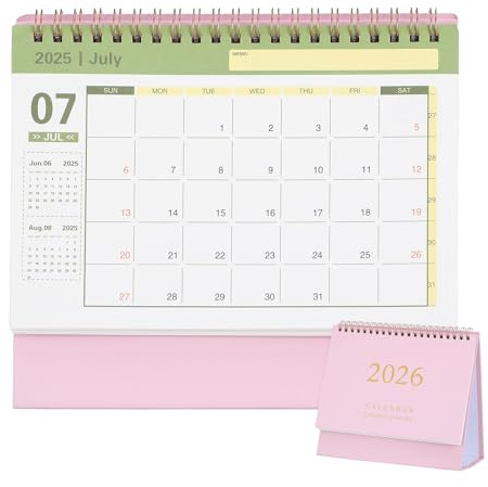 COHEALI Kleiner Tischkalender 2026 Kompakter Aufklappbarer Standkalender FüR Zuhause BüRo Und Schule 18 Monate Planer Juli 2025 Bis Dez 2026 Mini Desktop-Kalender FüR Terminplanung Und Notizen