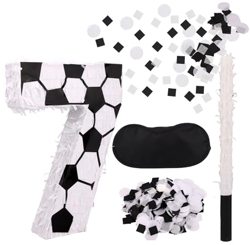 Juego de Piñatas con Temática de Fútbol, Número 7 con Palo Venda para los Ojos y Confeti Suministros Fiestas Deportivas para Niños Decoración Cumpleaños Juegos Fiesta