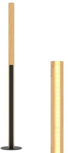 COSTWAY 122cm LED Stehlampe Bambus, Standlampe mit Fußschalter & 3 Farbtemperaturen von 3000K-6000K, dimmbare Leselampe minimalistisch für Wohnzimmer, Schlafzimmer & Büro