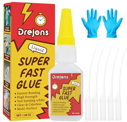 Super Glue Gel, Clear Glue Fast-Drying Thin & Strong Adhesive Superglue for Plastic, Wood, DIY Craft, Leather, Metal & Ceramic 1.06 oz