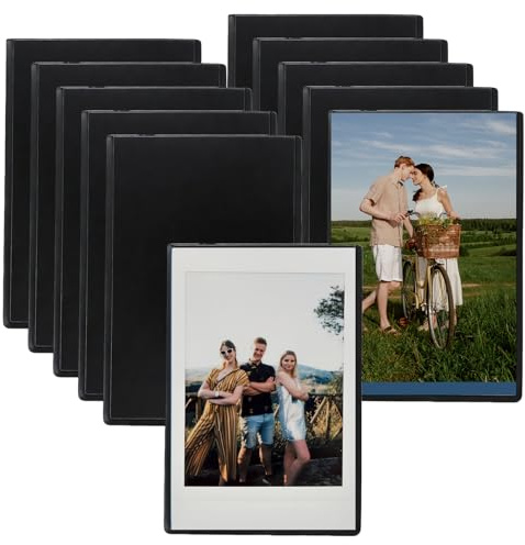 Fogbush Mini Bilderrahmen Magnetisch,für Mini Film 10 Stück 9,3 x 6,3 cm Kühlschrankmagnete Bilderrahmen Klein für Fotos, Postkarten, Schwarz