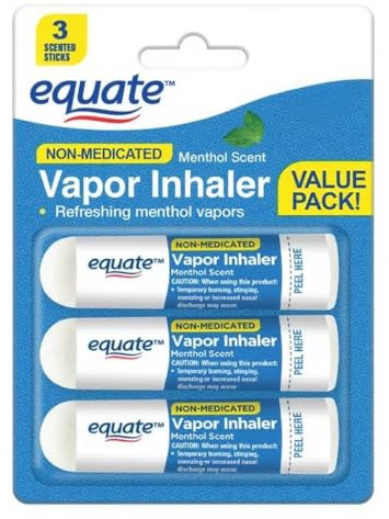 SUREFECT Equate Non-Medicated Vapor Inhaler, Menthol Scent, 3 Count Value Pack, Portable Nasal Inhaler Sticks, Adults & Children 12+