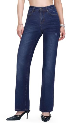 Chasehot Straight Leg Jeans for Women, High Waisted Stretchy Jeans Trendy Wide Leg Boyfriend Mom Cute Ladies Denim Pants