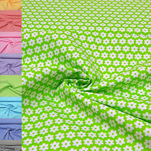 MAGAM-Stoffe Amelie Blumen Baumwollstoff Oeko-Tex Meterware 50cm (07. Kiwi-Grün)