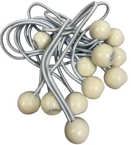 60x Spanngummis, Spanngummi mit Kugel Weiß - Gummispanner - Zeltgummis, für Partyzelt & Anhänger - 17cm Zeltgummi Gummiband mit Kugel für Planenspanner & Zelteinsatz, 5X 12 Stück + 1x Bildmagnet, W