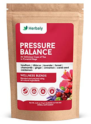 Herbaly Heart Functional Tea - 9 Superherbs - Natural, Organic, Non-GMO, Caffeine-Free, Sugar Free - 1 Pack, 30 Pyramid Tea Bags