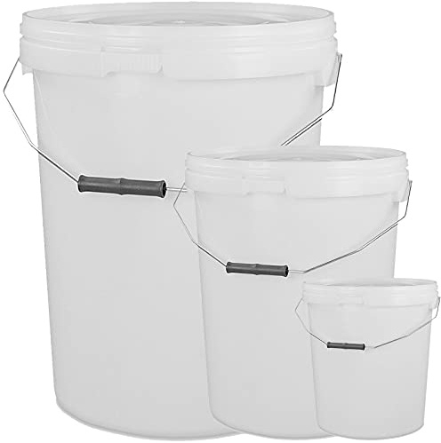 Plastic Bucket with LID and Metal Handle, Hard Wearing Bucket | With Push On Lids 25L - 1 Bucket